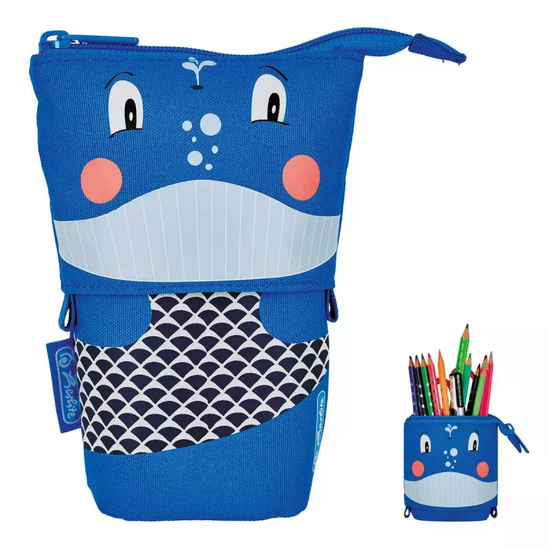 Weiche Federmappe Herlitz Whale Polyester Schwarz Blau Pink
