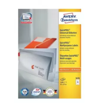 Selbstklebende Adressetiketten Avery Zweckform 3678 — weißes Papier, 9,7×3,7 cm, 1400 Etiketten (100 Blatt)