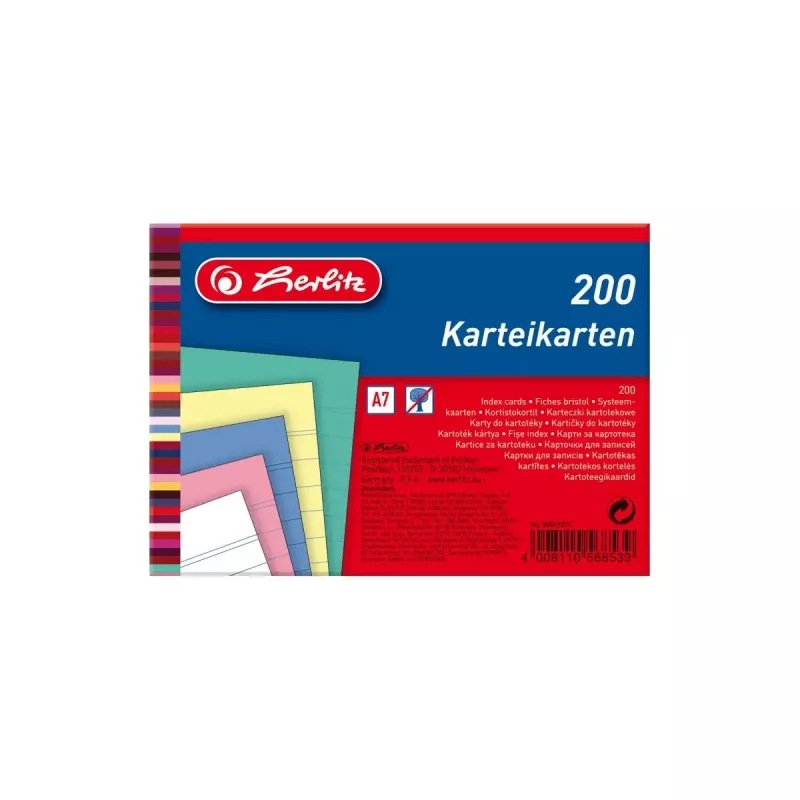 Karteikarten Herlitz 50019373 Blau Rosa Rosenrot