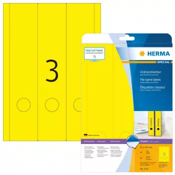 File labels HERMA A4 61x297 mm Gelb paper matt opaque 60 pcs
