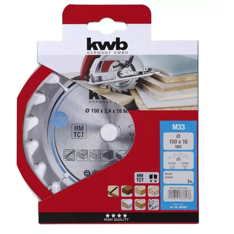 Kreissägeblatt KWB 583357 15 cm für Hartholz Sperrholz Weichholz