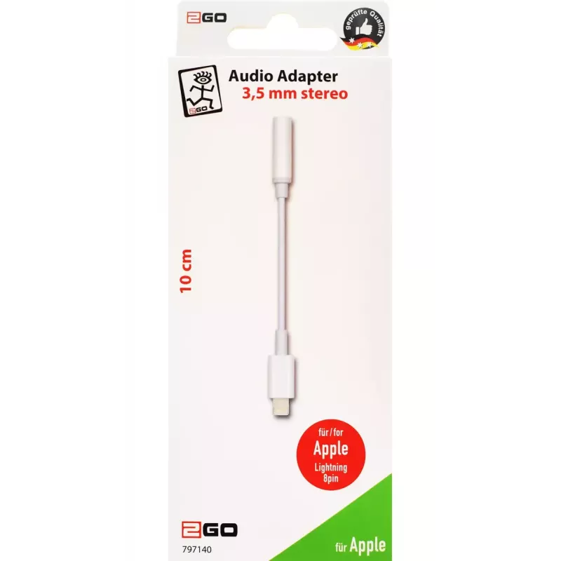 Audiokabel 2GO 797140 0,1 m 3,5 mm Lightning Weiß