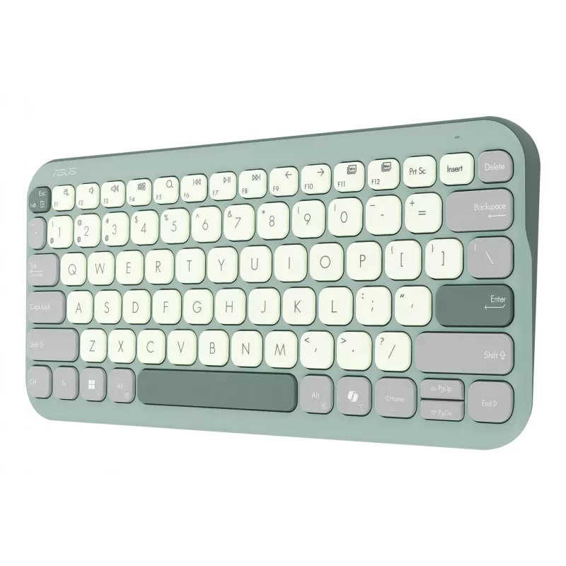 Kabellose Bluetooth 75% ASUS Marshmallow KW100 Tastatur — QWERTZ-Layout, Scherenschalter, grün, für Zuhause