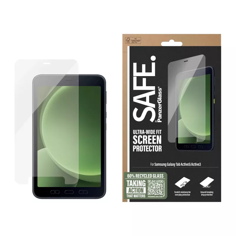 PanzerGlass SAFE. by ® Screen Protector Samsung Galaxy Tab Active5 | Active3 | Ultra-Wide Fit