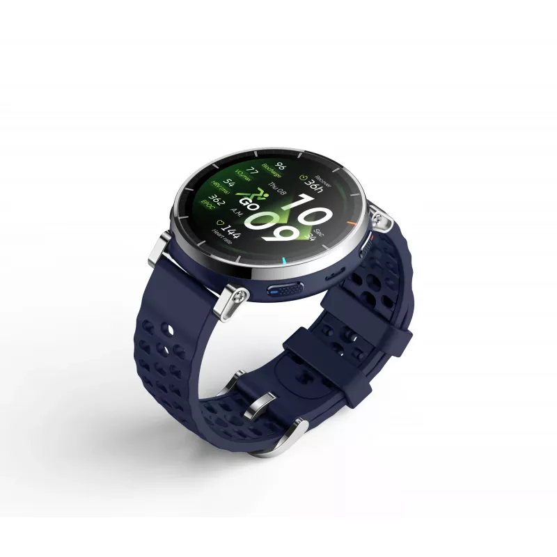 Smartwatch Amazfit W2558GL2N — 1,32 Zoll (3,35 cm) AMOLED 466×466 px, GPS, 365 mAh, Silikonarmband (blau)