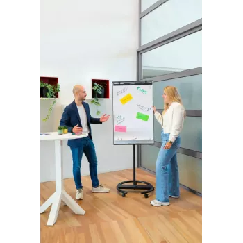 Mobile Flipchart mit rundem Fuß Legamaster SKETCH EASY – Stahl, 5 Räder, 720×600 mm
