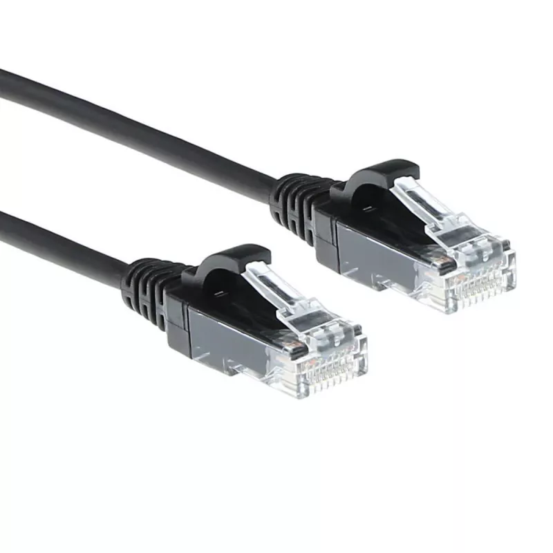 ACT Schwarz 10 Meter LSZH U/UTP CAT6 Rechenzentrums-Slimline-Patchkabel mit Durchrastschutz und RJ45-Steckern