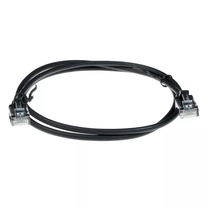 ACT Schwarz 10 Meter LSZH U/UTP CAT6 Rechenzentrums-Slimline-Patchkabel mit Durchrastschutz und RJ45-Steckern