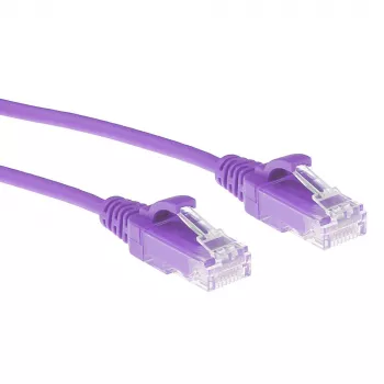ACT Lila 0,25 Meter LSZH U/UTP CAT6 Rechenzentrums-Slimline-Patchkabel snagless mit RJ45-Steckern