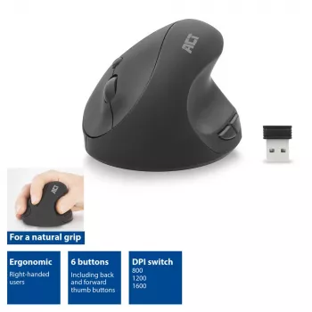 Maus ACT kabellose ergonomische Maus 1600 DPI RF kabellos