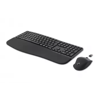 HP 680 Comfort Dual-Mode Tastatur-Maus-Set, Full-Size (100%), Kabellos, RF Wireless + Bluetooth, QWERTY, Schwarz, Maus enthalten