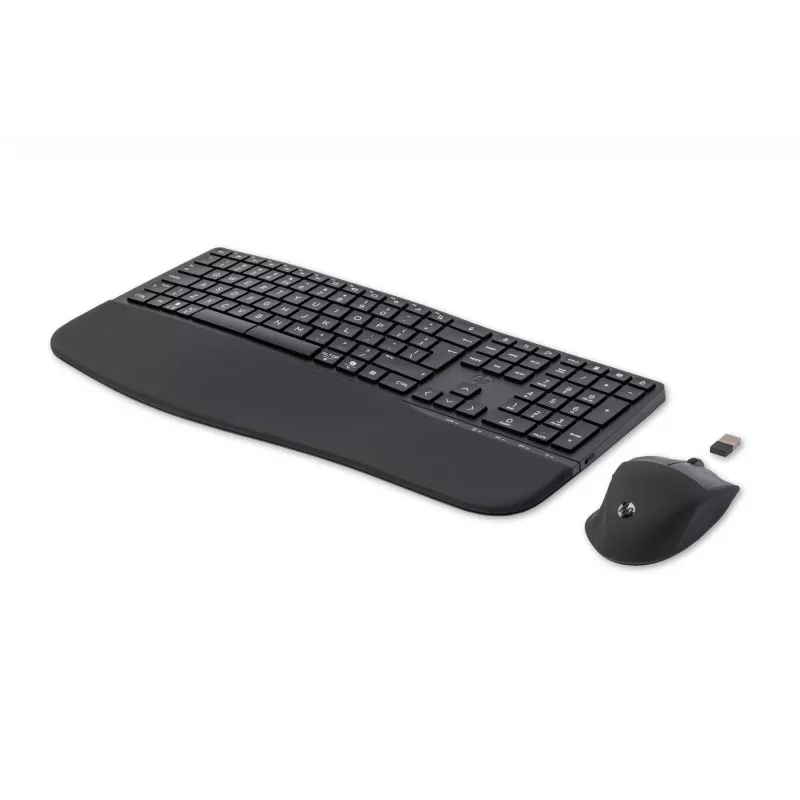 HP 680 Comfort Dual-Mode Tastatur-Maus-Set, Full-Size (100%), Kabellos, RF Wireless + Bluetooth, QWERTY, Schwarz, Maus enthalten