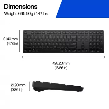 HP 490K Multi-Device Dual-Mode-Tastatur, Full-Size (100 %), kabellos, USB + Bluetooth, QWERTY, Schwarz