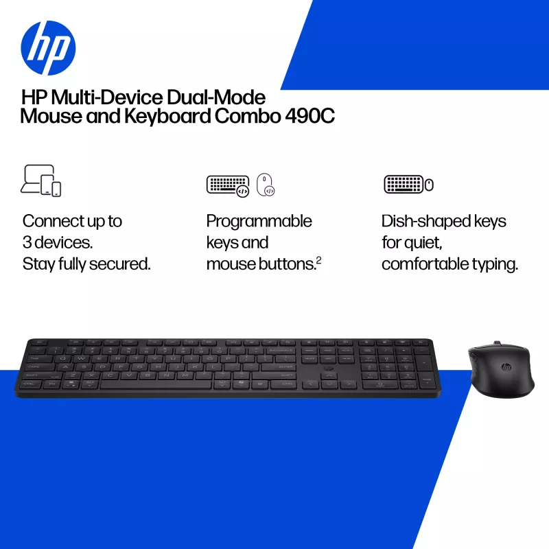 Tastatur-Maus-Set KINGSTON 490C — kabellose Full-Size-Tastatur (Plunger) mit RF- + Bluetooth-Maus, weiß