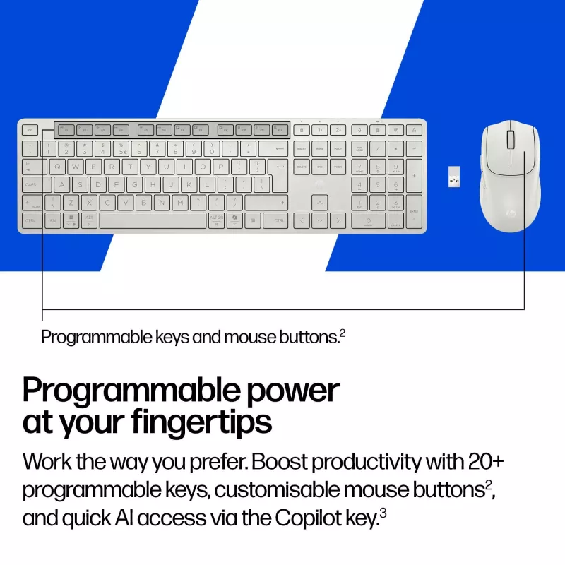 Tastatur-Maus-Set KINGSTON 490C — kabellose Full-Size-Tastatur (Plunger) mit RF- + Bluetooth-Maus, weiß