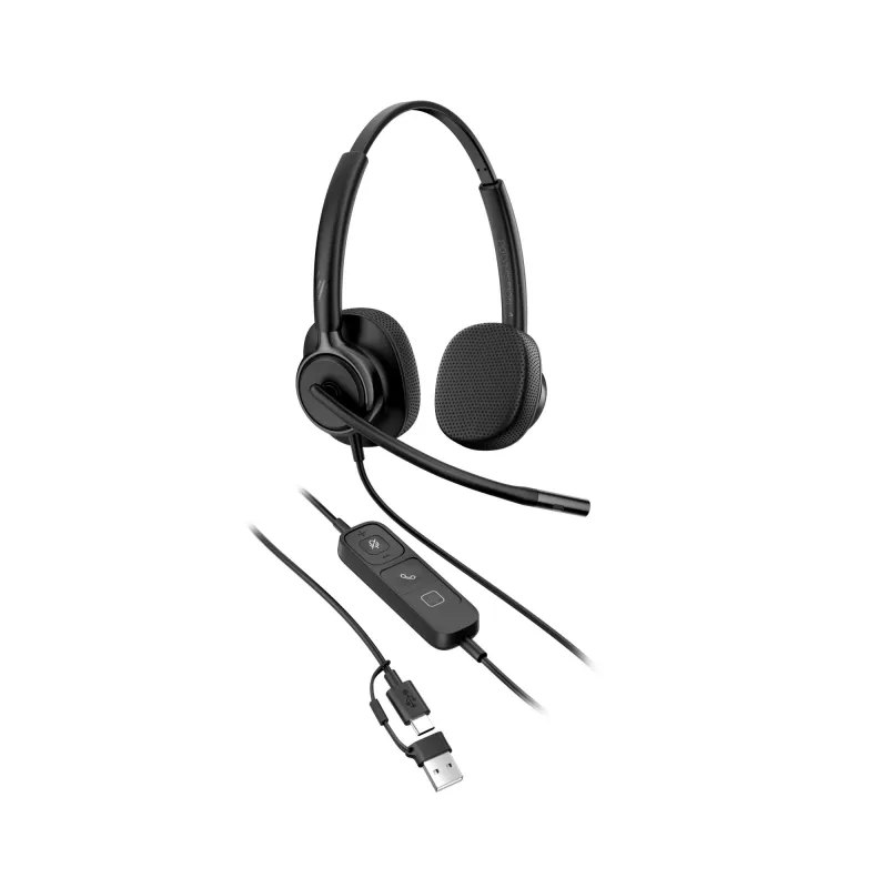 Kabelgebundenes Stereo-Headset HP Poly Mission 425 USB — Bulk, Gewicht 132 g
