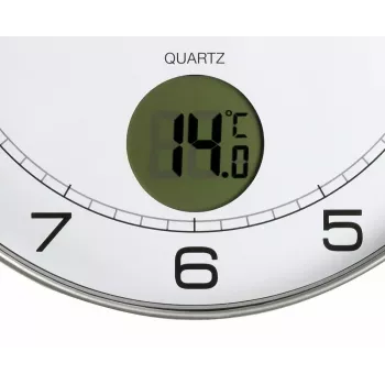 Wand-/Tischuhr Unilux 400094592 — Quarz, rund metallic silber, Ø 30 cm, Batterie AA/AAA