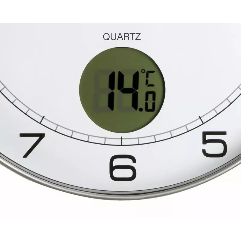 Wand-/Tischuhr Unilux 400094592 — Quarz, rund metallic silber, Ø 30 cm, Batterie AA/AAA