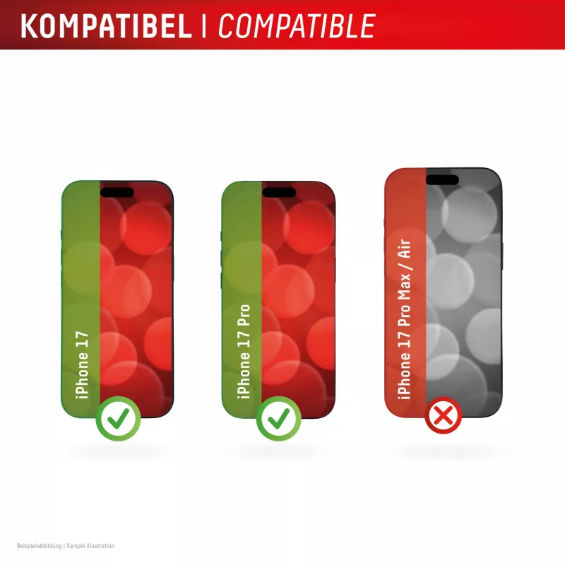 DISPLEX Smart Glass (9H) für Apple iPhone 17/17 Pro, Montagesticker, unzerbrechlich