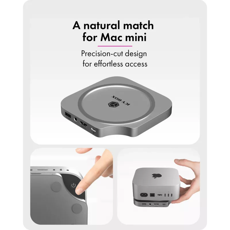 ICY BOX 7-in-1 USB Type-C DockingStation mit M.2 NVMe-Slot, SSD, Speicherkarte, M.2, 4 TB, USB 3.2 Gen 2 (3.1 Gen 2) Type-C, Silber, Aluminium