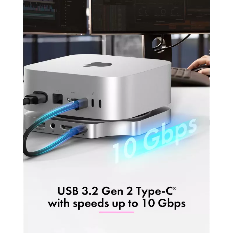 ICY BOX 7-in-1 USB Type-C DockingStation mit M.2 NVMe-Slot, SSD, Speicherkarte, M.2, 4 TB, USB 3.2 Gen 2 (3.1 Gen 2) Type-C, Silber, Aluminium