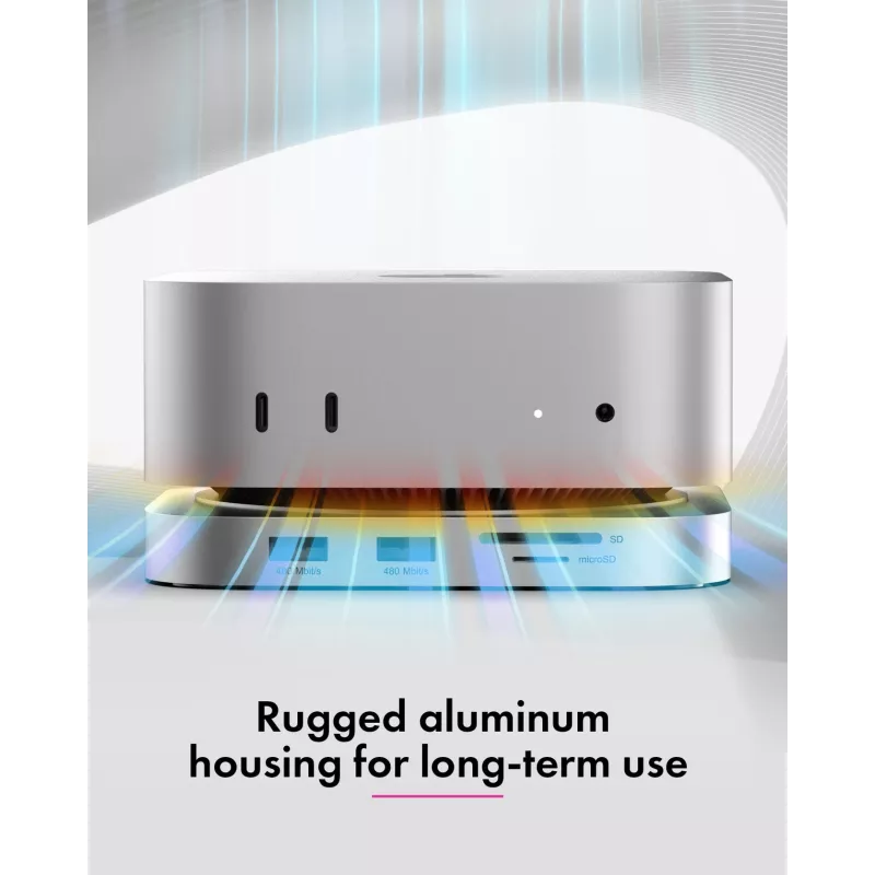ICY BOX 7-in-1 USB Type-C DockingStation mit M.2 NVMe-Slot, SSD, Speicherkarte, M.2, 4 TB, USB 3.2 Gen 2 (3.1 Gen 2) Type-C, Silber, Aluminium