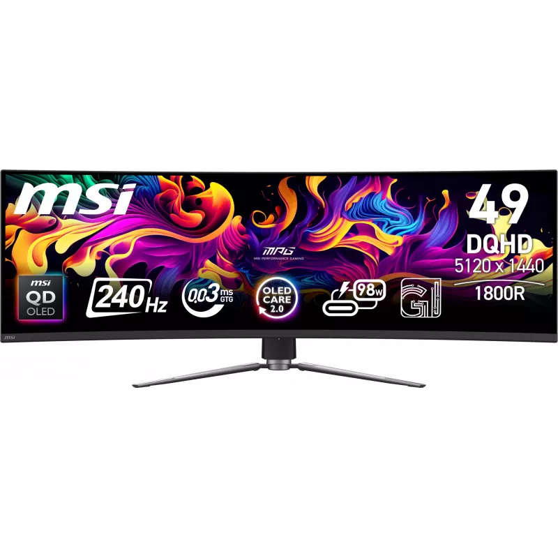 MSI MPG 491CQPX QD-OLED Computermonitor 124,5 cm (49 Zoll) 5120 x 1440 Pixel Dual QHD Schwarz