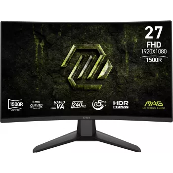 27 Zoll MSI MAG 274CF X24 gebogener Rapid-VA-Monitor, Full HD 1920×1080, 0,5 ms, 300 cd/m², VESA, schwarz
