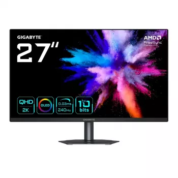 GIGABYTE GO27Q24 27” OLED 2K QHD Gaming-Monitor - 2560 x 1440, 240Hz, 0,03ms, 400 cd/m², FreeSync Premium Pro, HDMI 2.0, DisplayPort 1.4