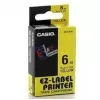 Etikettenband CASIO XR-6YW1 — 6 mm x 8 m, schwarzer Text auf gelbem Grund, schwarze Kassette