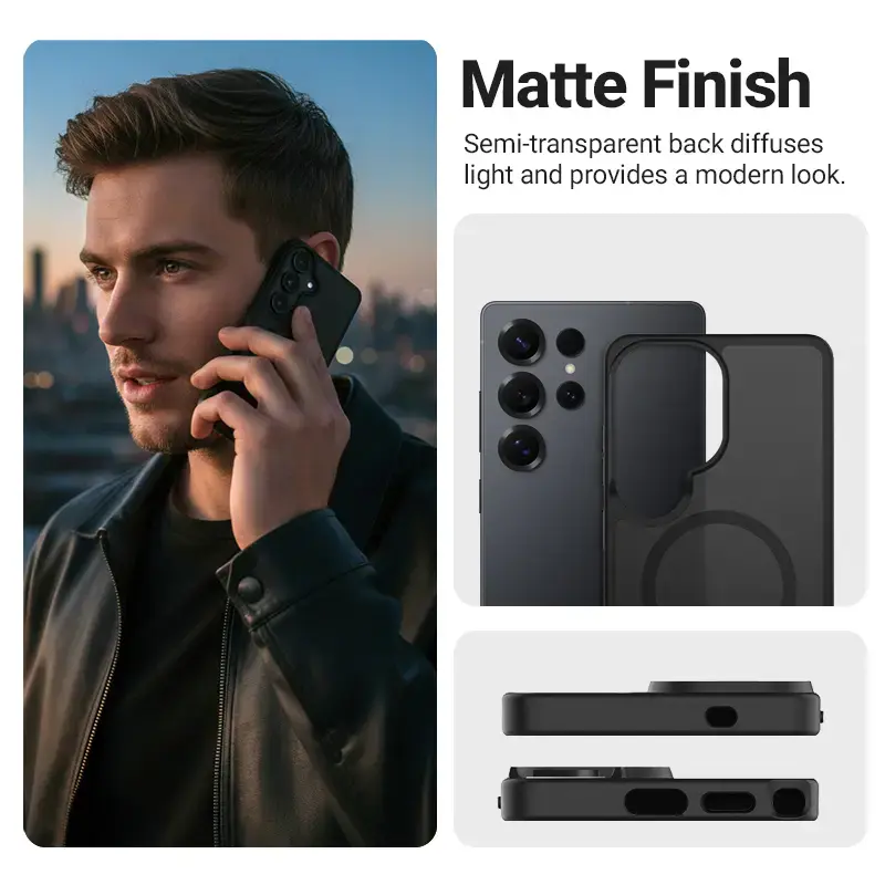 Schutzhülle Crong Hybrid Matte Magnetic für Samsung Galaxy S25 Ultra – TPU+PC, Schwarz