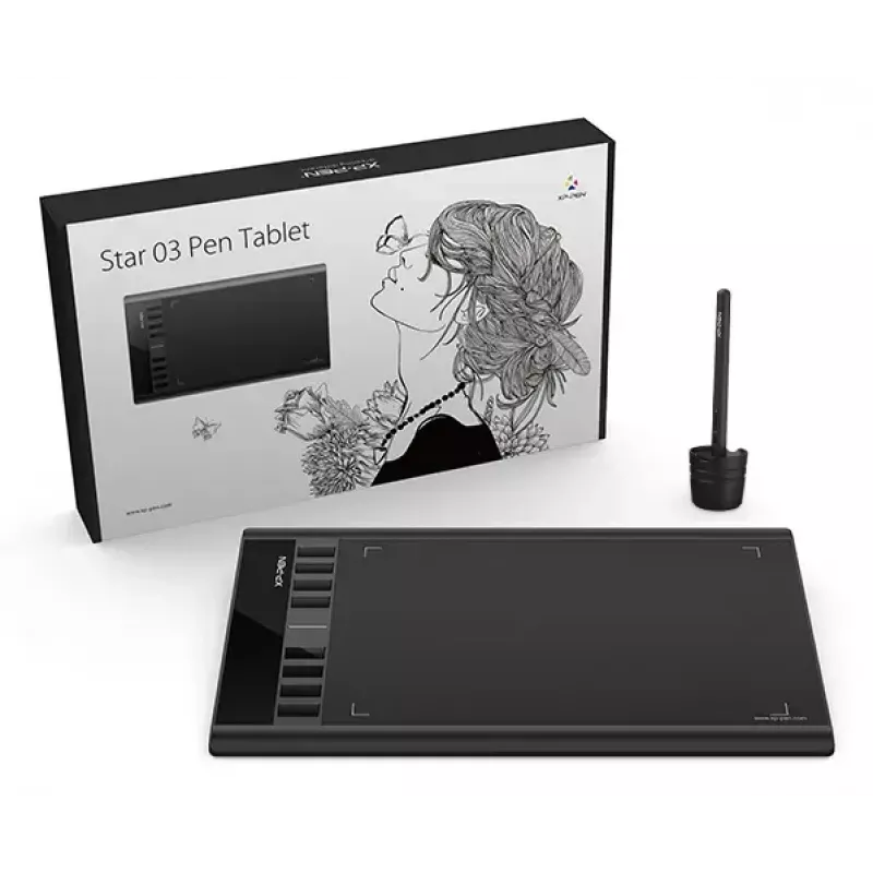 Grafiktablett XP-Pen Star 03 V2 Large — 260×170 mm, 5080 lpi, kabelgebunden, USB-C, 0,01 mm Stiftgenauigkeit