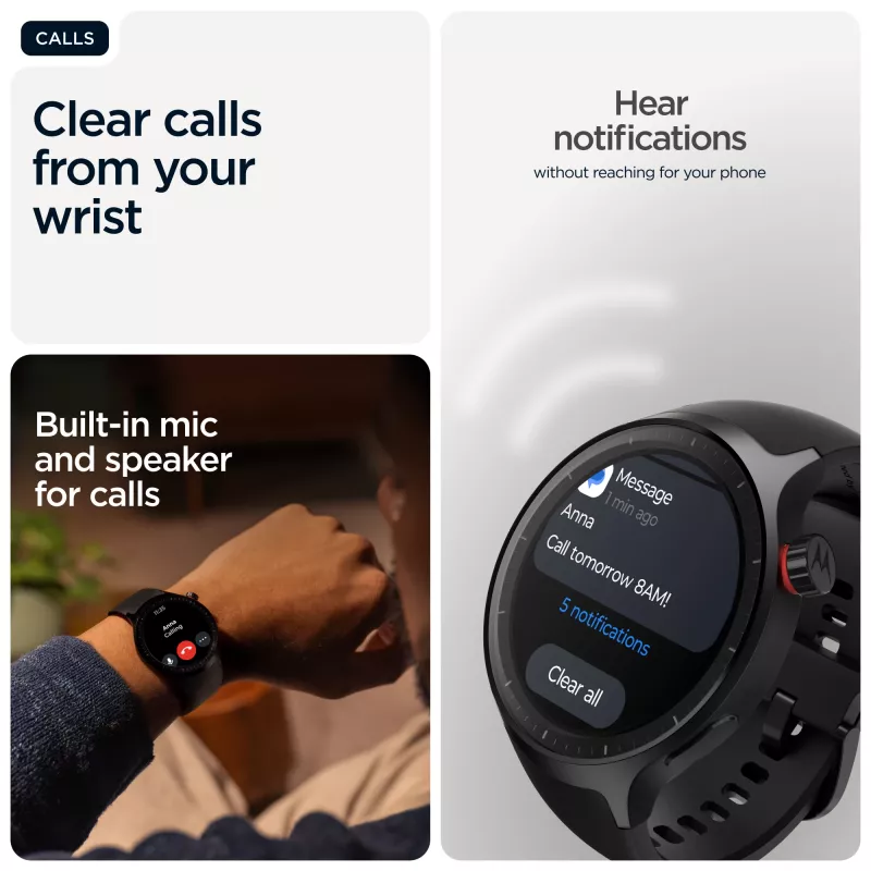 Motorola Moto Watch 3,63 cm (1,43 Zoll) OLED 47 mm Digitaler Touchscreen Schwarz GPS (Satellit)