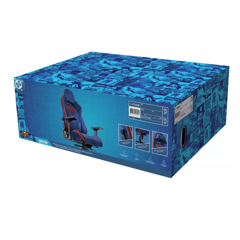 Gaming-Stuhl TRUST RUYA PRO GXT721SM Superman — ergonomisches Design, höhenverstellbar