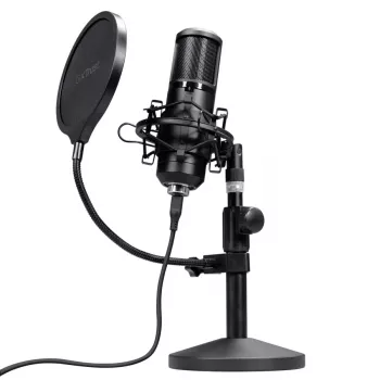 Studio-Mikrofon TRUST GXT 269 Emita II — kabelgebundenes USB-Mikrofon, Metallgehäuse, Tischmontage, schwarz (42×162×42 mm)