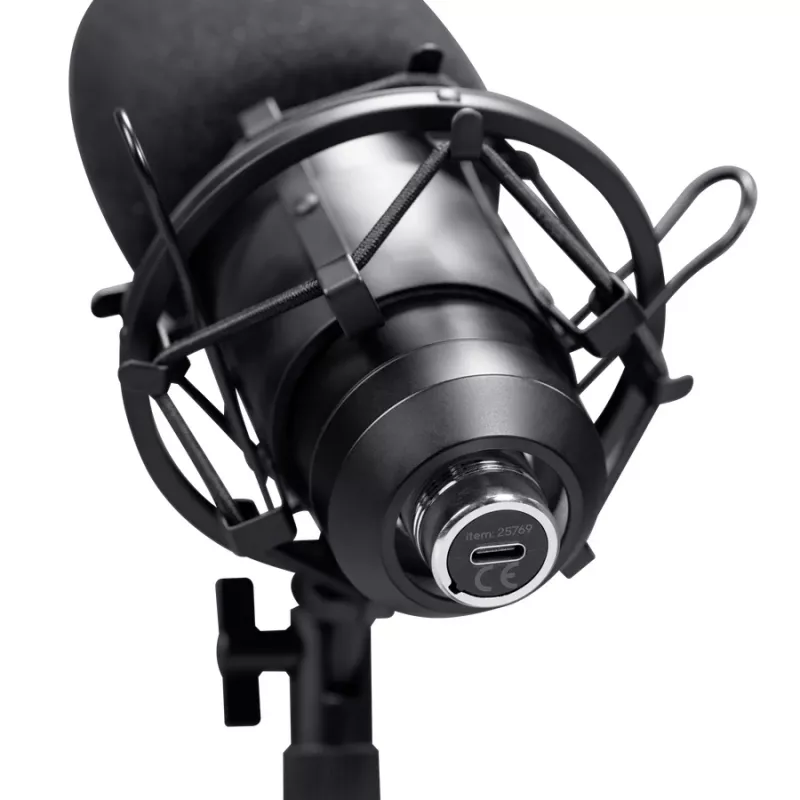 Studio-Mikrofon TRUST GXT 269 Emita II — kabelgebundenes USB-Mikrofon, Metallgehäuse, Tischmontage, schwarz (42×162×42 mm)