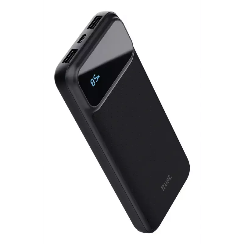 Powerbank TRUST 25882 — Portable Li‑Ion 10000 mAh, PD 3.0/PPS/QC3.0, 2×USB‑A + 1×USB‑C, 20W, Schwarz