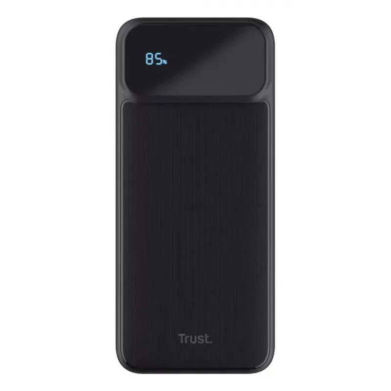 Powerbank TRUST 25882 — Portable Li‑Ion 10000 mAh, PD 3.0/PPS/QC3.0, 2×USB‑A + 1×USB‑C, 20W, Schwarz