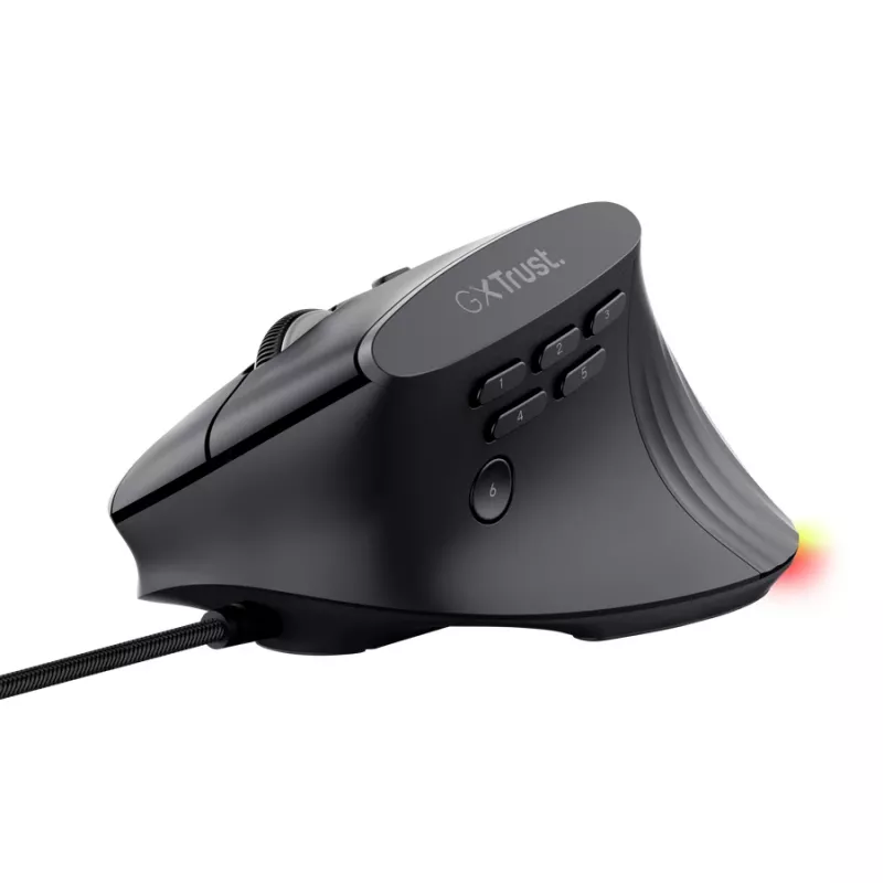 Gaming-Maus TRUST GXT 145 Rexxa Rechtshänder USB Typ-A 12800 DPI, kabelgebunden, RGB-Rad, schwarz