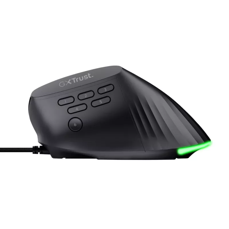 Gaming-Maus TRUST GXT 145 Rexxa Rechtshänder USB Typ-A 12800 DPI, kabelgebunden, RGB-Rad, schwarz