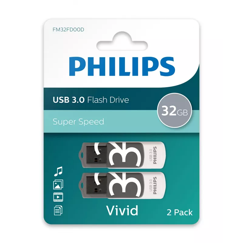 Philips Vivid USB-Flash-Laufwerk 64 GB USB Typ-A 3.2 Gen 1 (3.1 Gen 1) Grau, Weiß