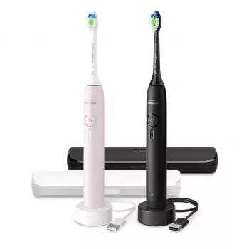 Wiederaufladbare Schallzahnbürste Philips 3100 series HX4072/42 — 2 Griffe, 2 Bürstenköpfe, Li‑Ion‑Akku, Daily Care-Modus