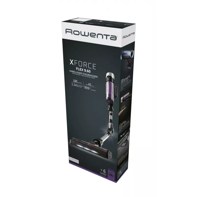 Rowenta RH2037 2-in-1-Stabstaubsauger Batteriebetrieben Trocken Beutellos 0,4 l 250 W Schwarz, Lila