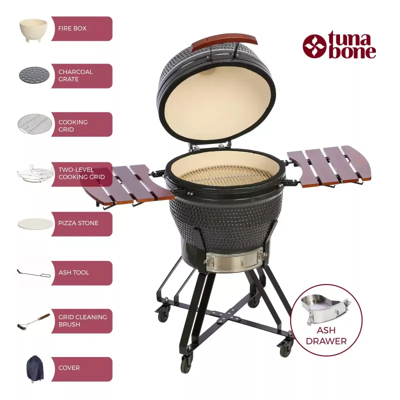 Kamado Pro 22 Zoll Grill TARGUS Größe M Dunkelgrau