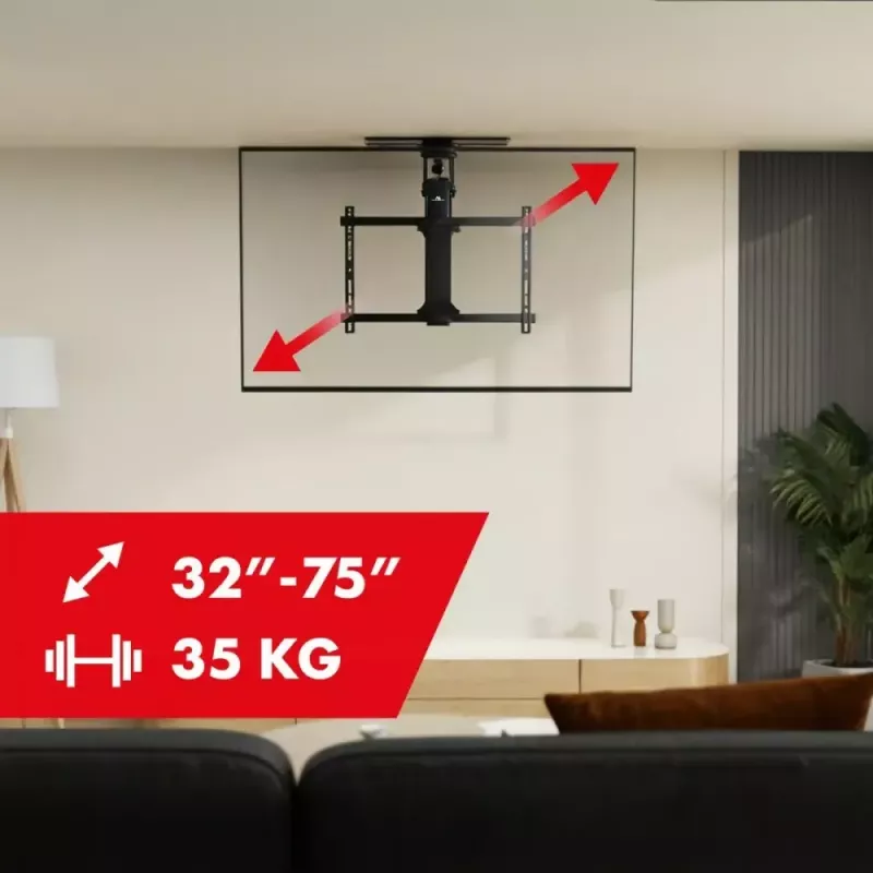 Deckenhalterung für TV, elektrisch, MACLEAN MC-490, für 32–75 Zoll TVs, motorisierte Neigung und Drehung