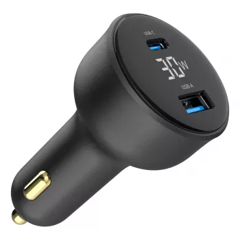 Kfz-Ladegerät Gembird TA-UC-AC2PD30LCD-CAR-01, USB-C, 30 W, 12–24 V, schwarz