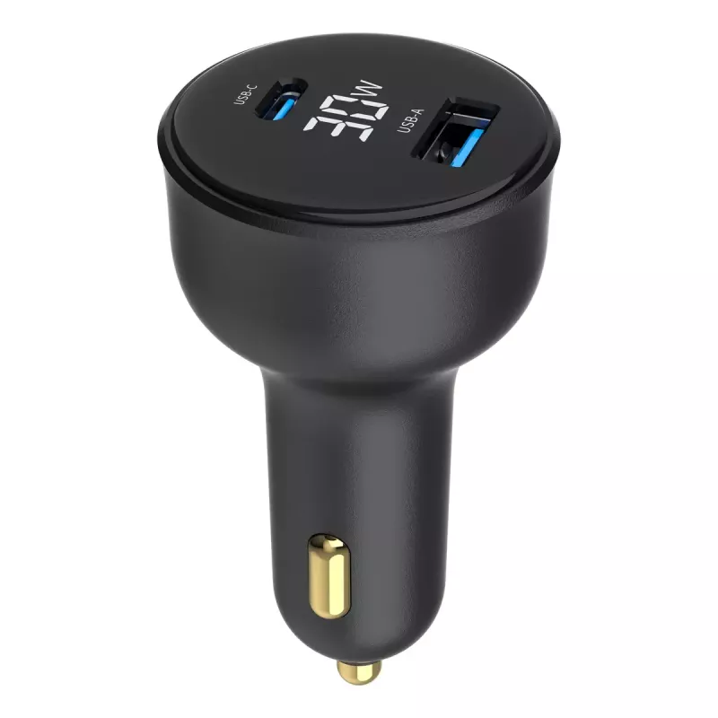 Kfz-Ladegerät Gembird TA-UC-AC2PD30LCD-CAR-01, USB-C, 30 W, 12–24 V, schwarz