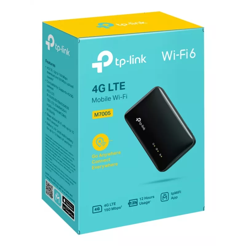 4G Wireless Router TP-Link M7005, Single-Band 2,4 GHz, NanoSIM, Wi-Fi 6, schwarz