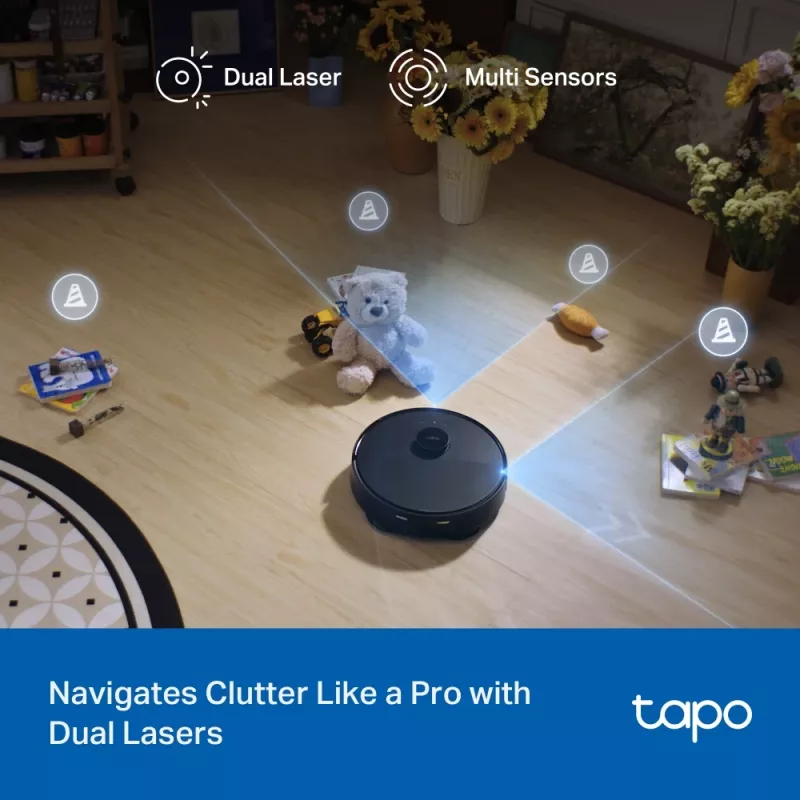 Robot vacuum TP-Link Tapo RV50 Pro Omni — 0,28 L Staubbehälter, 5200 mAh Batterie, Basisstation mit 3 L Staubtank