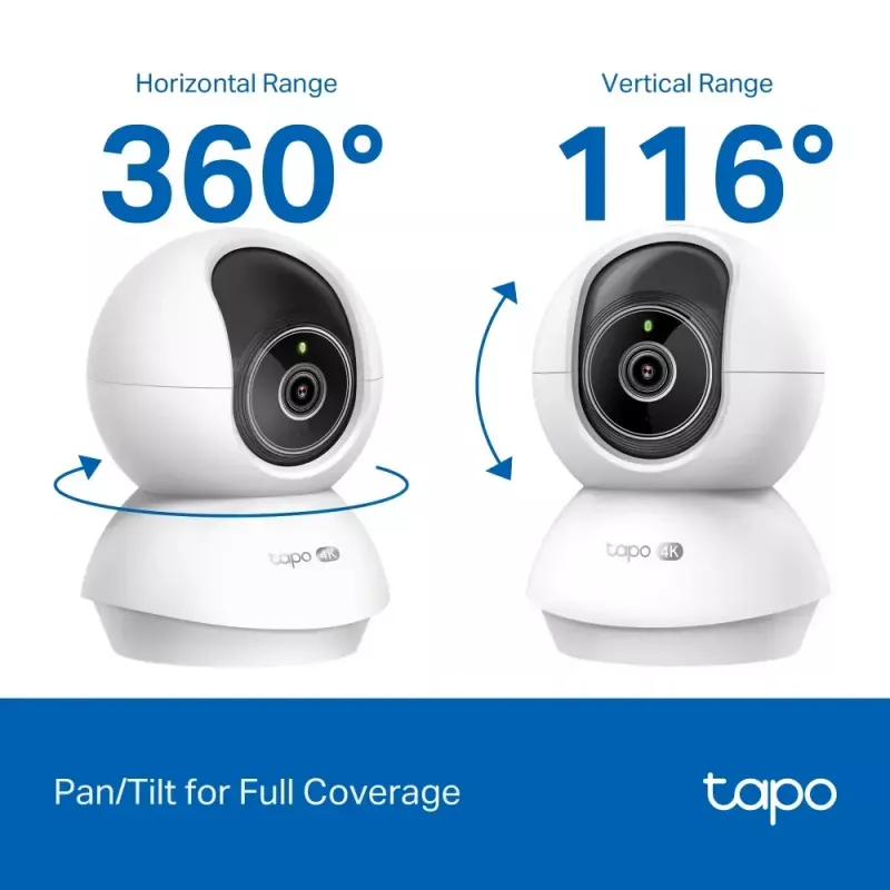 TP-LINK Tapo C250 | Pan/Tilt AI Home Security Wi-Fi-Kamera | PTZ | 8 MP | 4mm/F1.6 | H.265 | microSD-Karte bis zu 512 GB